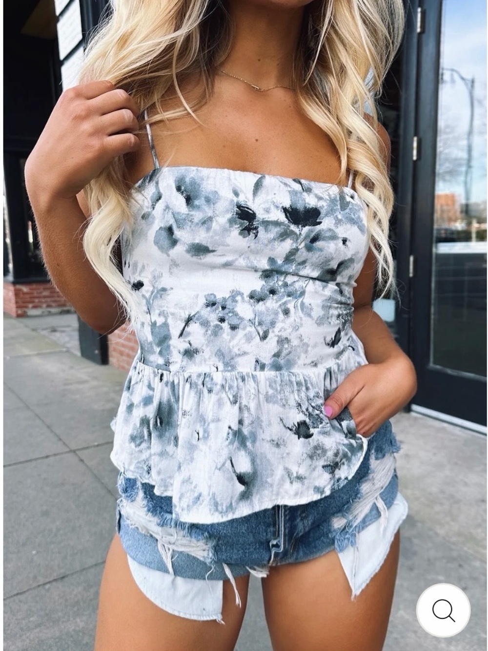 NWOT Final Touch Sofia Floral Peplum Cami Tank Top M